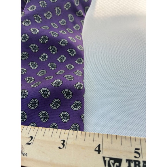 Stafford Mens Purple Paisley Silk Necktie Classic Formal Business Tie - Picture 7 of 8